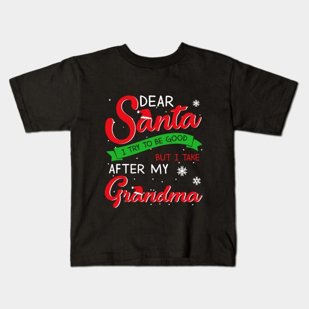 Dear Santa I Tried To Be Good Grandma Kids T-Shirt by TeeSky